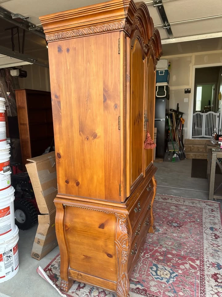 2 piece wood Armoire top & 3 drawer chest - photo 2