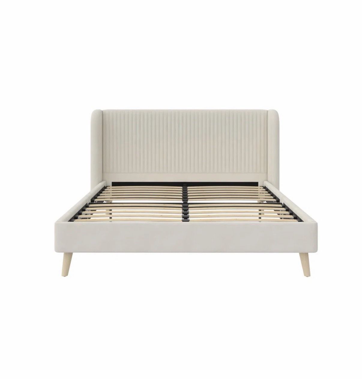 Cream/Ivory Upholstered Platform Bed Frame — Queen — Wayfair - photo 2