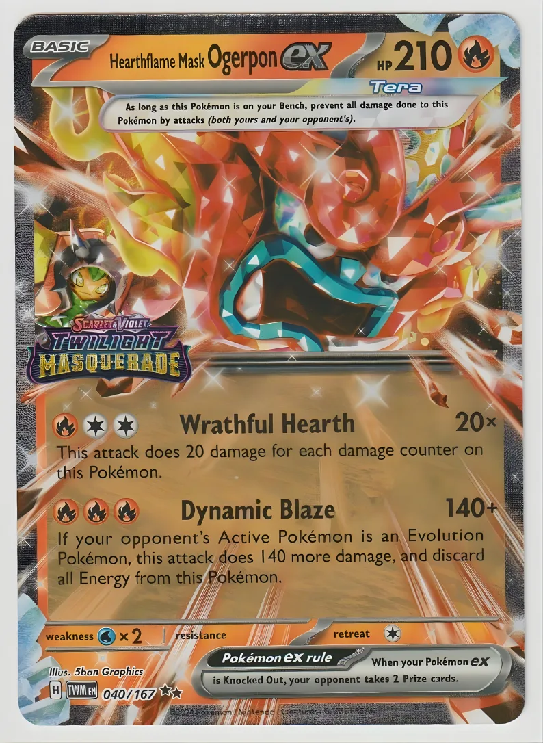 STAMPED Hearthflame Mask Ogerpon ex Double Rare Twilight Masquer
