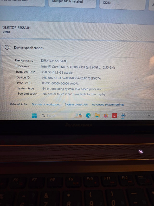 Lenovo P580 Laptop 15.6" I7-3520 16GB Ram SSD EVO 860 500GB - photo 3