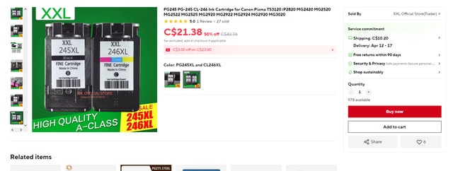 PG245 PG-245 CL-246 Ink Cartridge for Canon Pixma