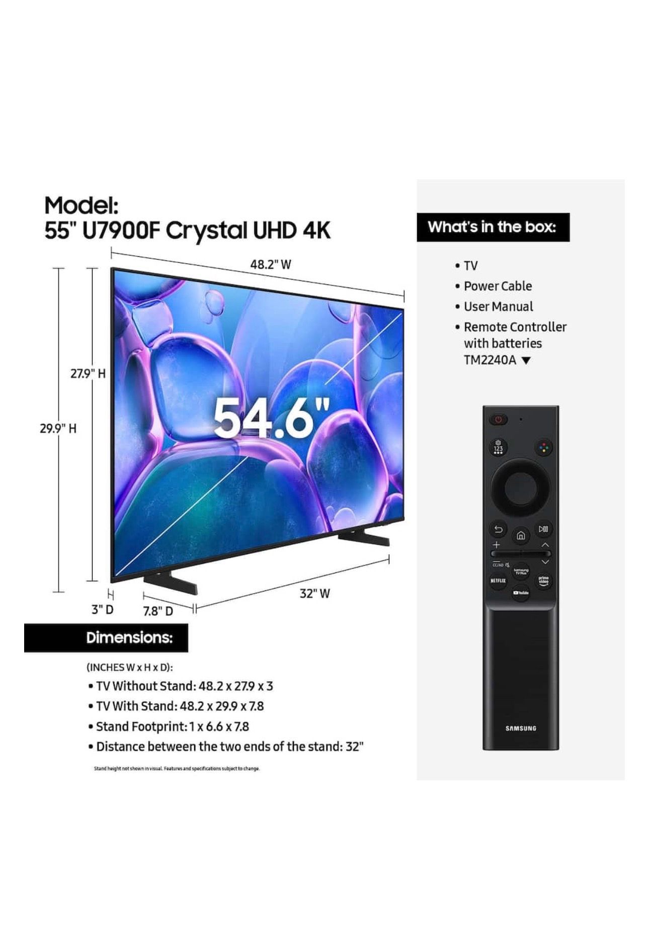 TV 55” Samsung Crystal UHD U7900F