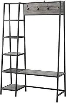 72 inch Walker Edison 5 Shelf Entryway Bench Hall Tree - photo 3