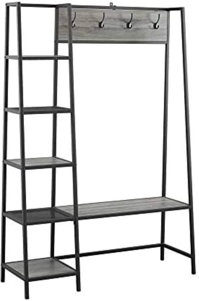 72 inch Walker Edison 5 Shelf Entryway Bench Hall Tree - photo 4