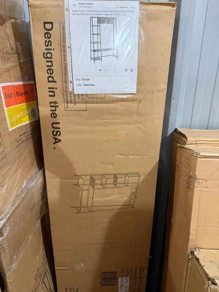 72 inch Walker Edison 5 Shelf Entryway Bench Hall Tree - photo 5