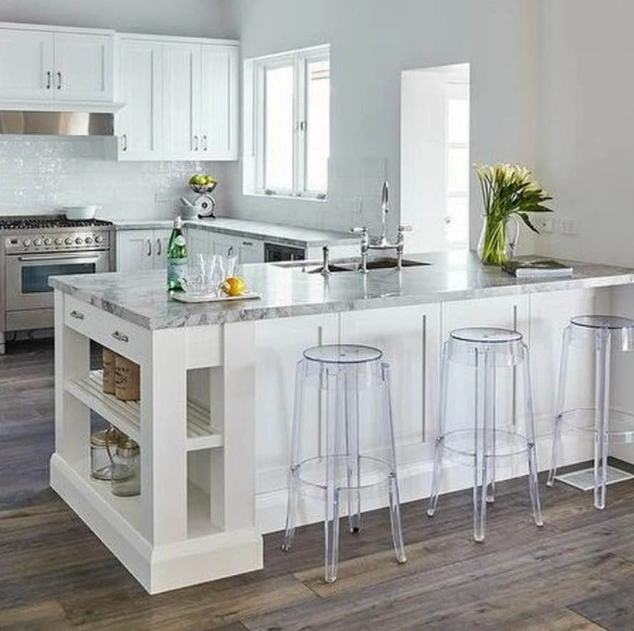 4 Acrylic Ghost Style Backless Barstools - photo 3