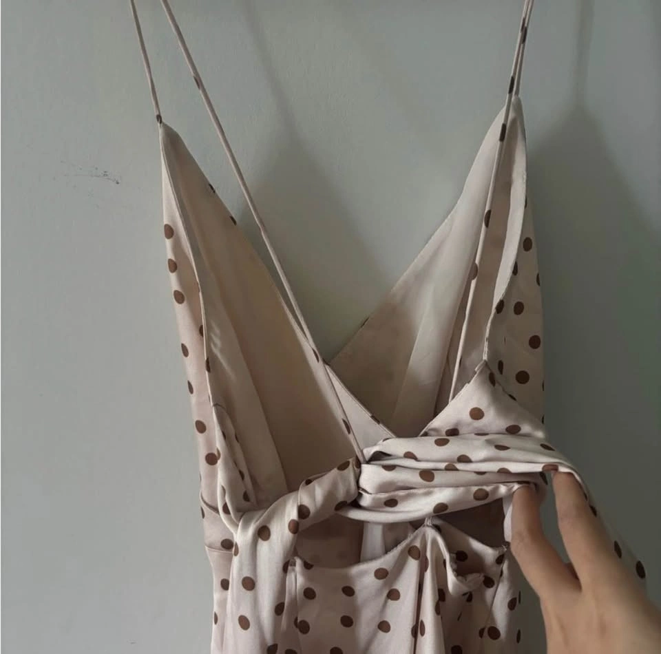 🤎 Zara Polka Dot Backless Maxi Dress XS - photo 4