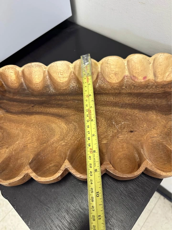 Vintage Hand-Carved Monkey Pod Wood Serving Tray - photo 3