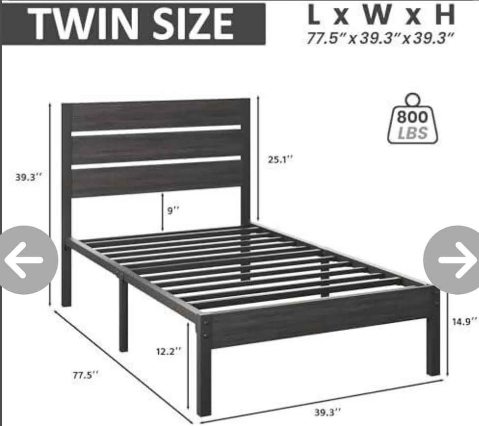 Brand New - Metal Twin Bed Frame with Storage - photo 2
