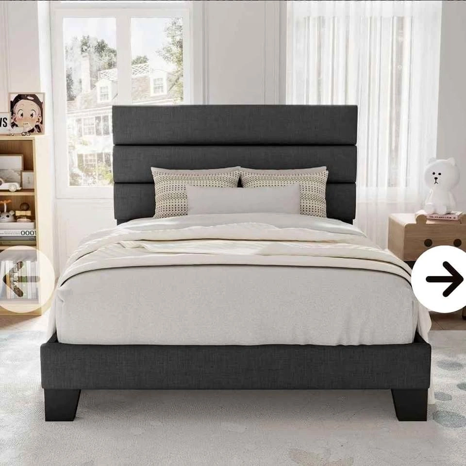 Twin Size Platform Bed Frame with Fabric