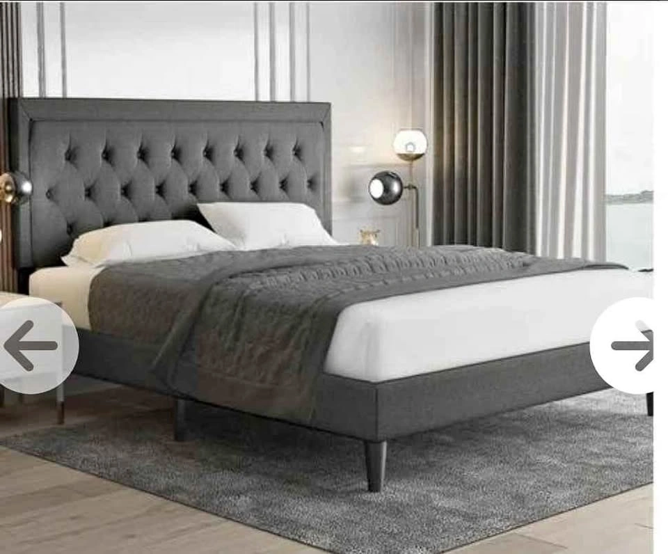 Full Size Button Tufted Platform Bed Frame