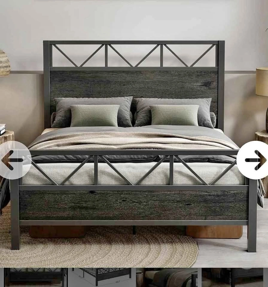Chocolate Grey Queen Bed Frame, Tall