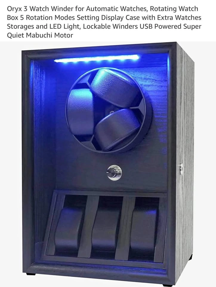 Watch Winder for 3 Automatic Watches with 3 Watch Storages