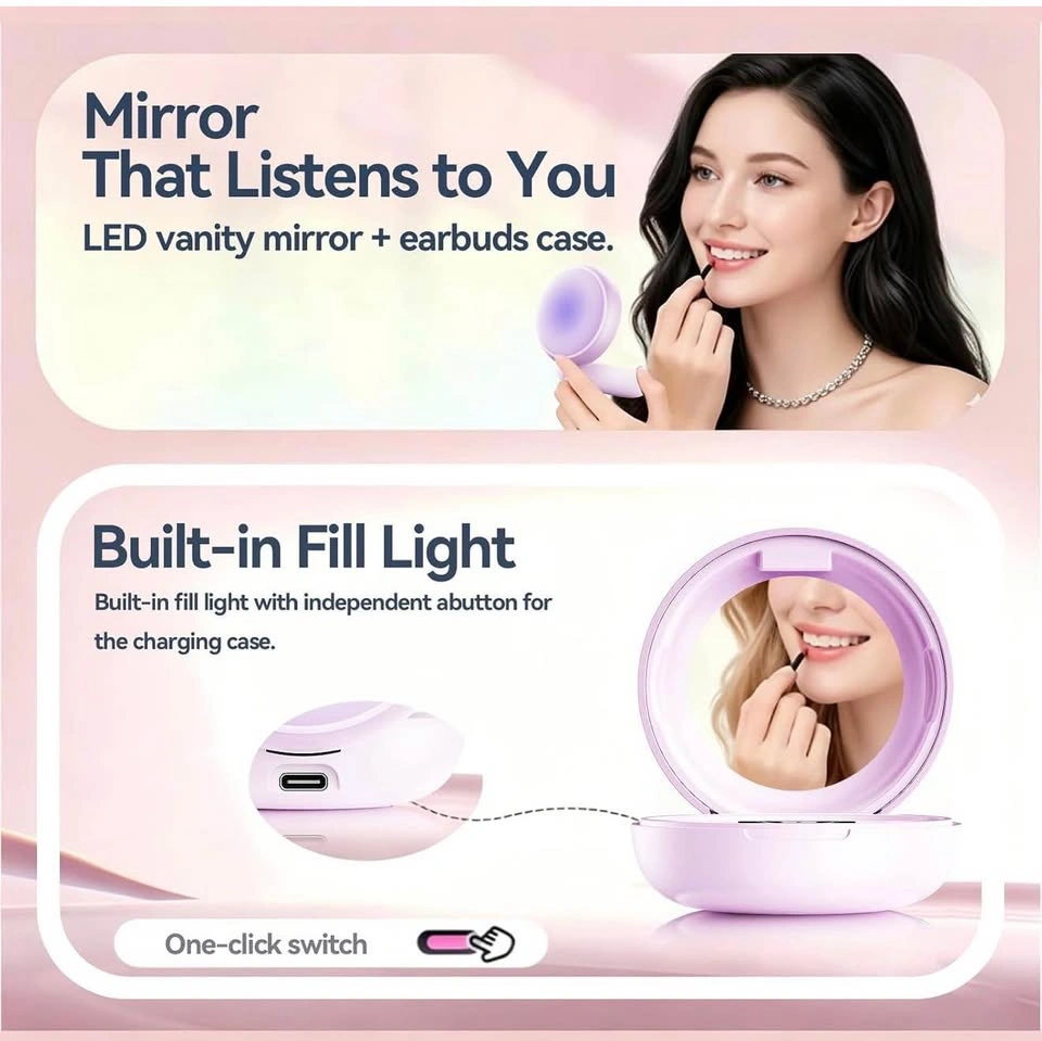 Open Ear Clip on Earbuds with LED Display & Mirror Case - photo 2