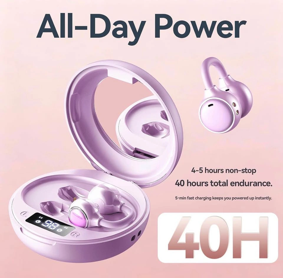 Open Ear Clip on Earbuds with LED Display & Mirror Case - photo 5