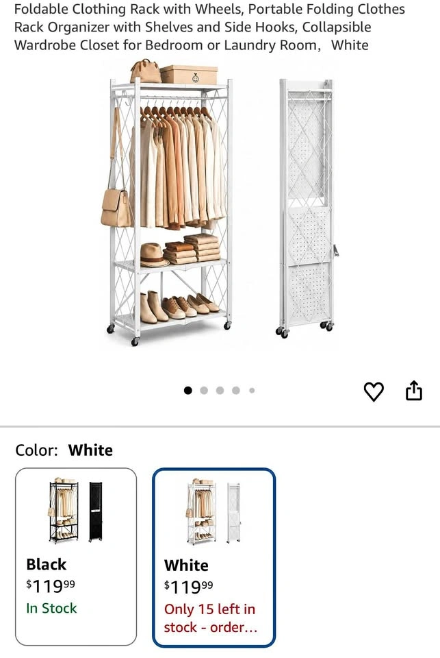 Foldable Clothing Rack with Wheels