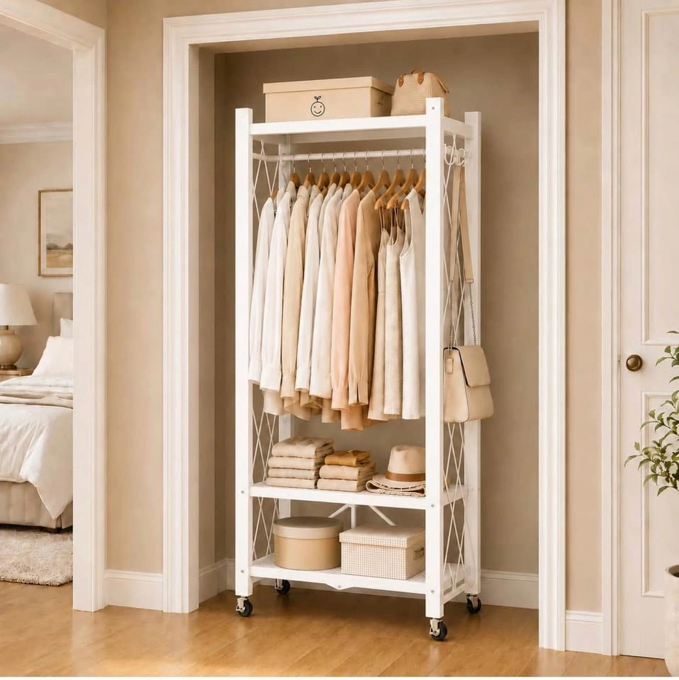 Foldable Clothing Rack with Wheels - photo 2