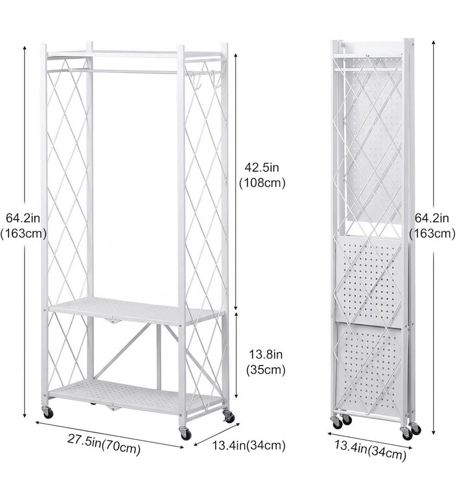 Foldable Clothing Rack with Wheels - photo 3