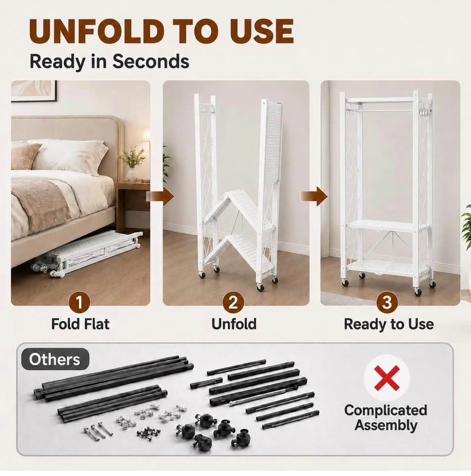 Foldable Clothing Rack with Wheels - photo 4