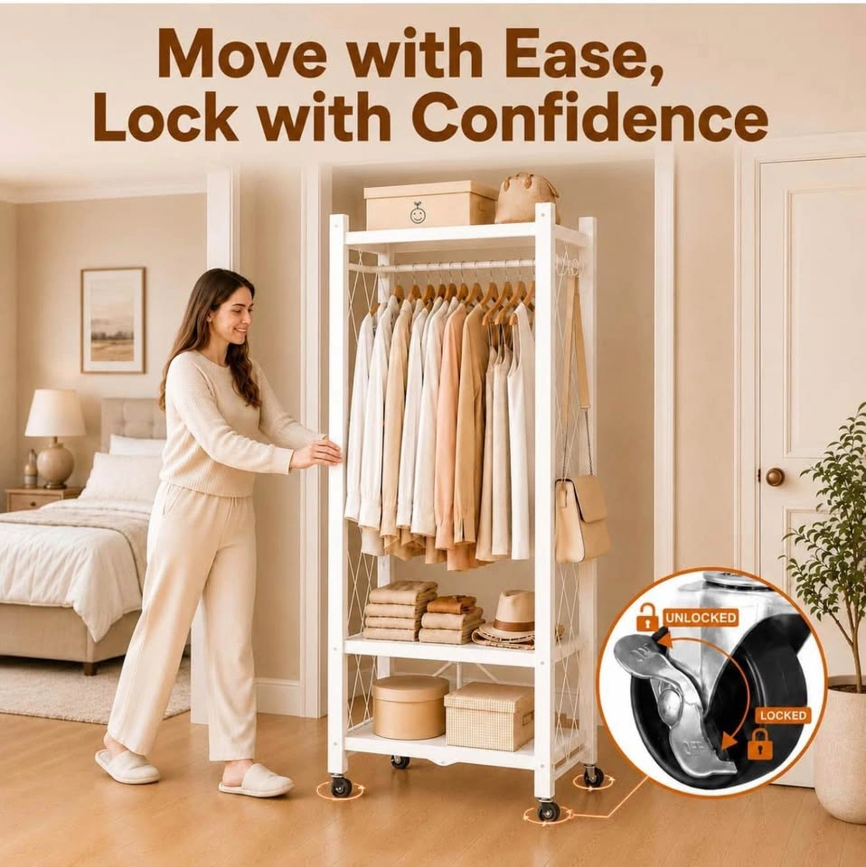 Foldable Clothing Rack with Wheels - photo 5