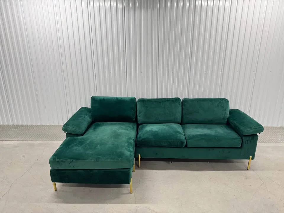 Wayfair green velvet sectional sofa couch (DELIVERY AVAILABLE) image indicator(4)