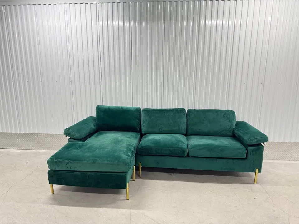 Wayfair green velvet sectional sofa couch (DELIVERY AVAILABLE) image indicator(8)