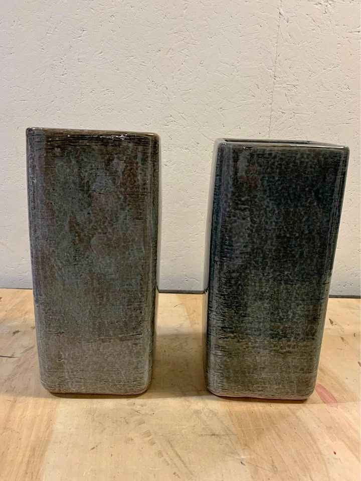 Set of 2 gray/green garden rectangular containers $40