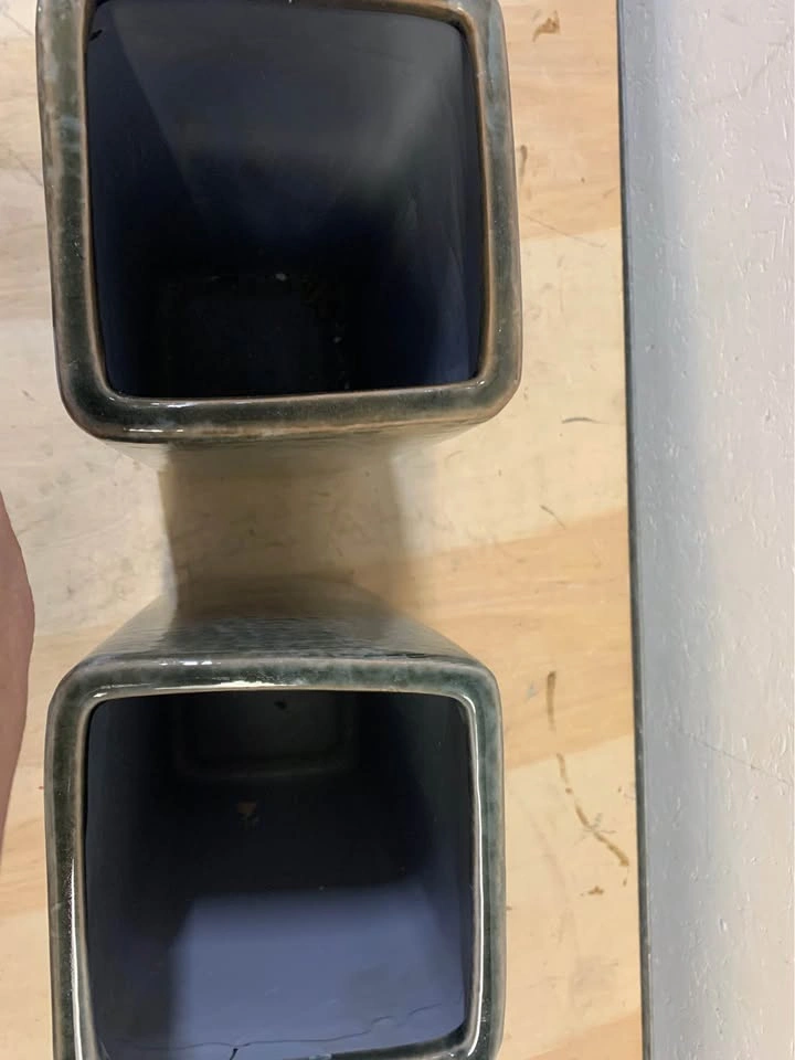 Set of 2 gray/green garden rectangular containers $40 - photo 2