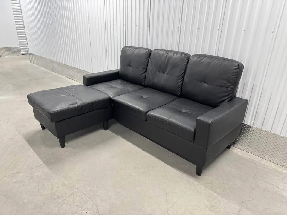 Black Faux Leather couch with ottoman(DELIVERY AVAILABLE) image indicator(2)