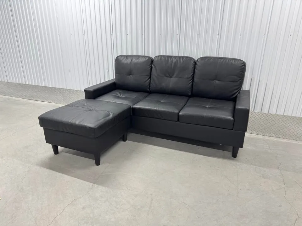 Black Faux Leather couch with ottoman(DELIVERY AVAILABLE) image indicator(4)