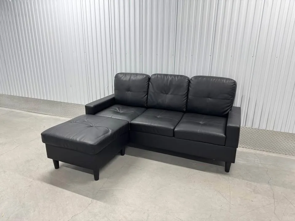 Black Faux Leather couch with ottoman(DELIVERY AVAILABLE) image indicator(5)