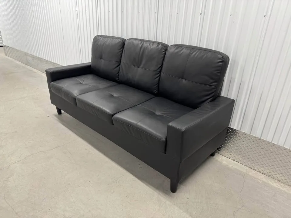 Black Faux Leather couch with ottoman(DELIVERY AVAILABLE) image indicator(8)