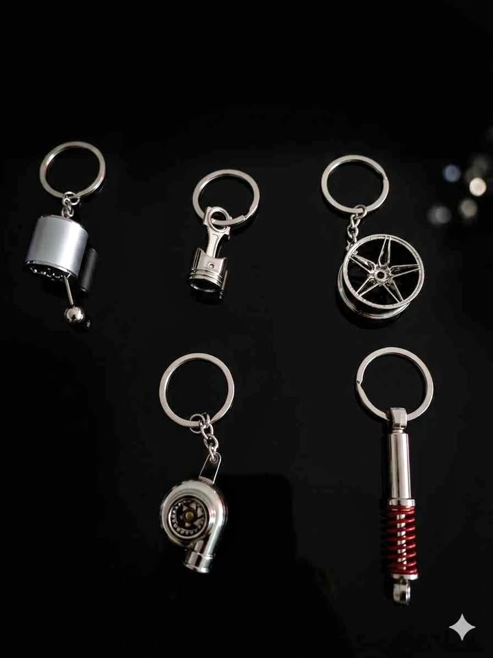Automotive Car Part Keychains - Turbo, Piston, Wheel, Shock