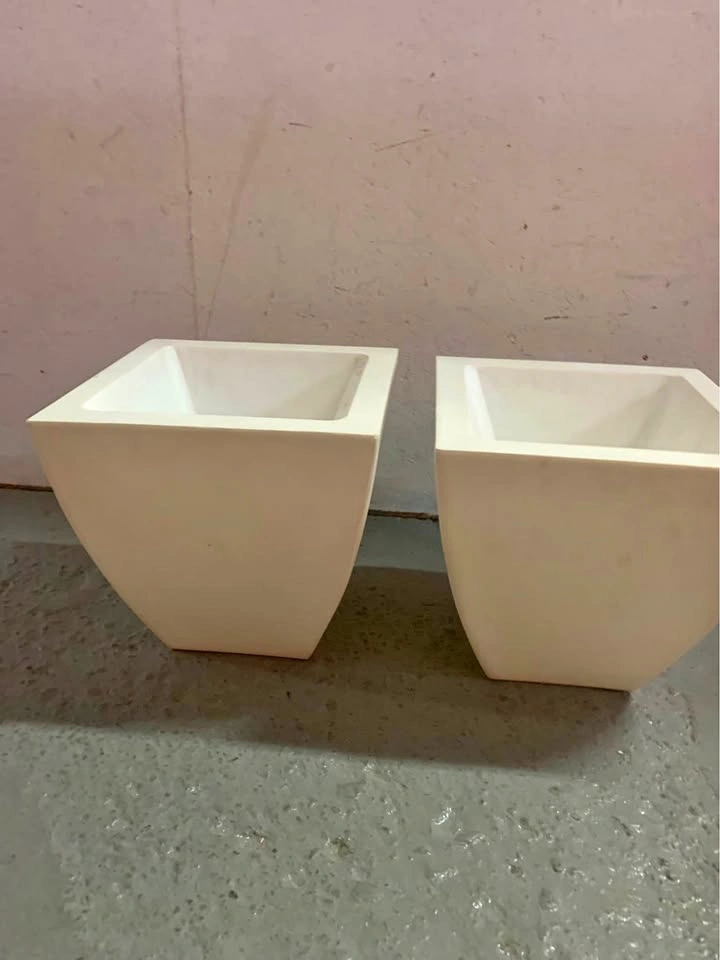 Set of white square fiberglass planters - wedding decor