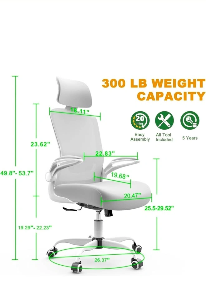 White Swivel Desk Chair — Excellent Condition — $95 - photo 2