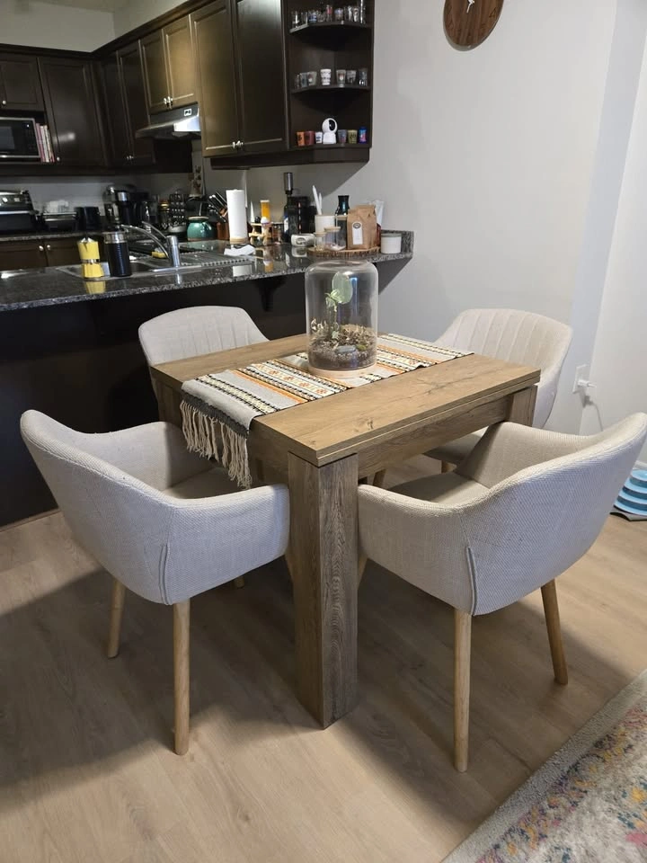 Beige Upholstered Dining Chairs with Armrests — Set of 4 - photo 2