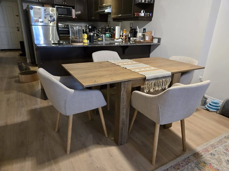 Beige Upholstered Dining Chairs with Armrests — Set of 4 - photo 4
