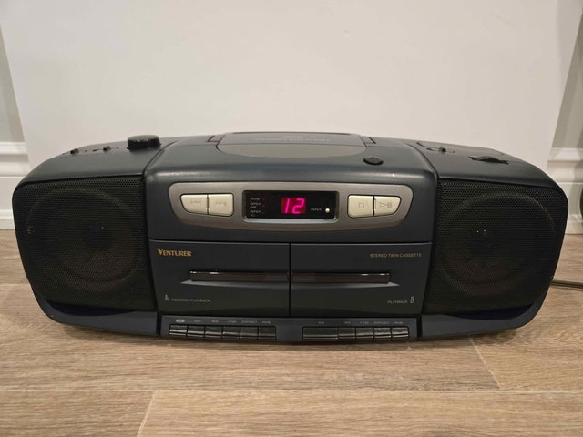 Venturer CD-770E Portable Boombox CD, Dual Cassette & Radio