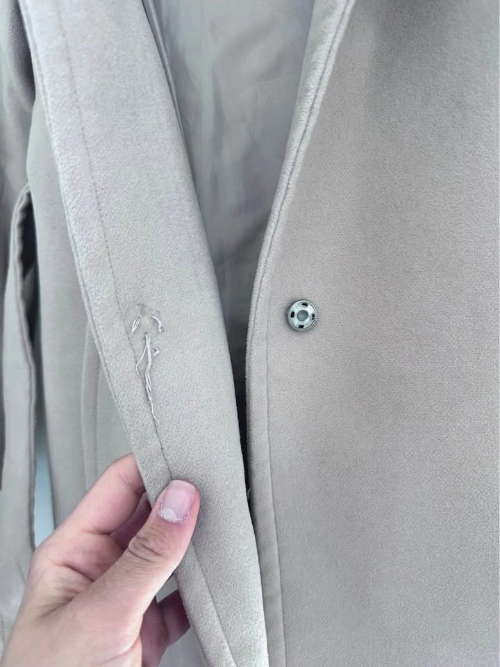 Size 38 Belted Wool-Look Cream Color Coat - photo 3