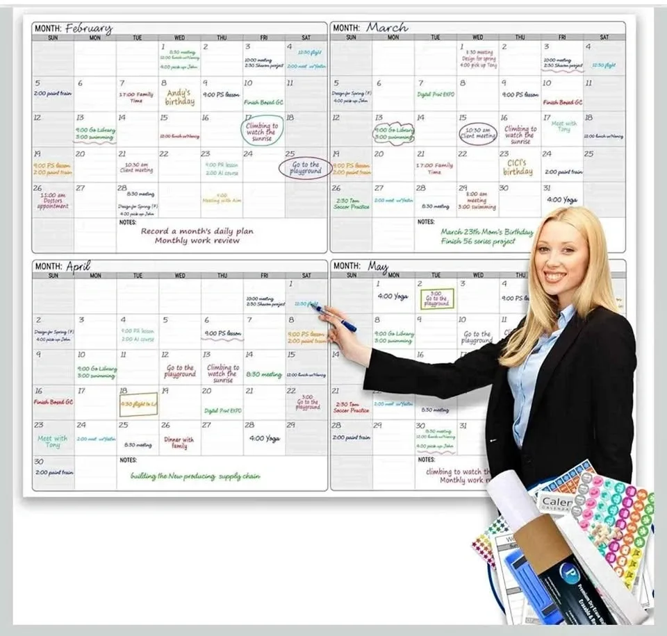 Jumbo 4-Month Laminated Dry Erase Wall Calendar, 46" x 63"