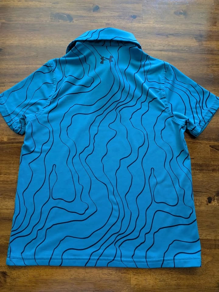 Boys Under Armour Polo - Blue with Black lines - Size Youth Smal - photo 4