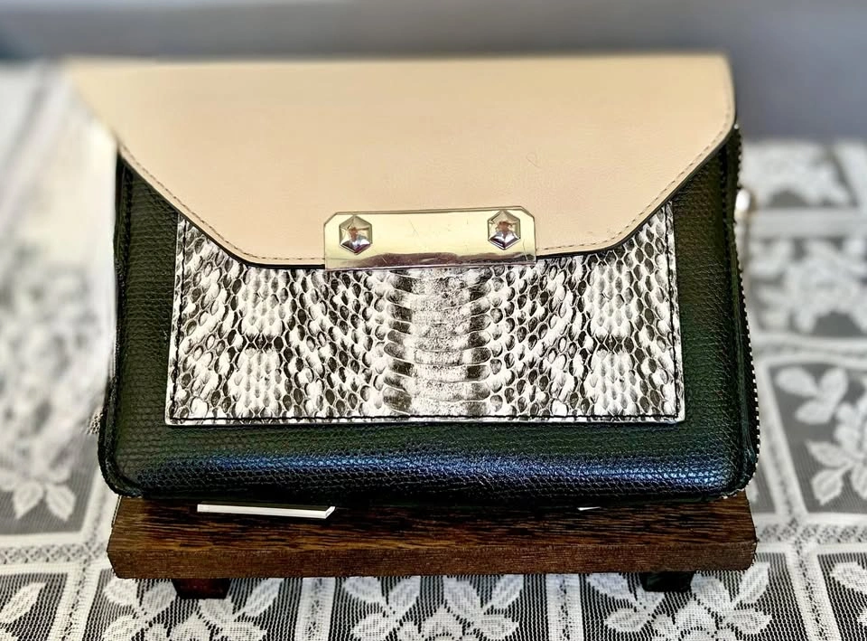 ALDO Crossbody Purse | Cream Black & Snake Print