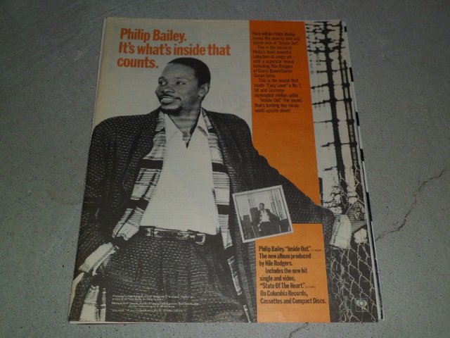 RARE!! 1986 PHILIP BAILEY APPROX 14" X 11" MAGAZINE AD