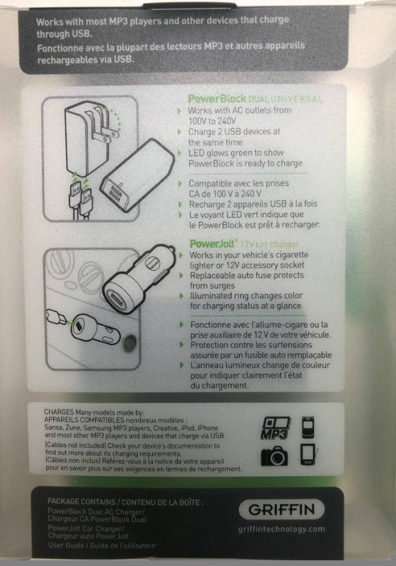 Griffin PowerDuo Universal USB Car Charger & Wall Charger NEW! - photo 3