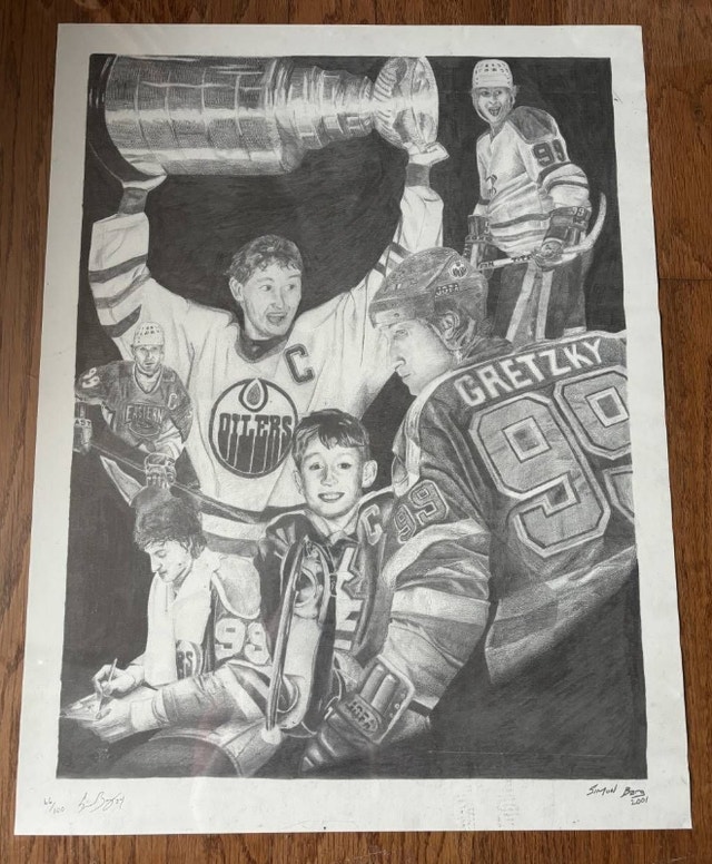 Vintage Wayne Gretzky Illustration poster Simon Barg 2001 20x26