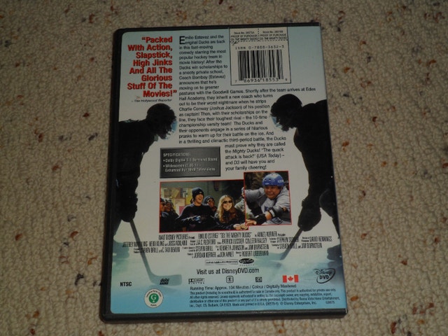 D3 The Mighty Ducks Disney DVD - Emilio Estevez - photo 3
