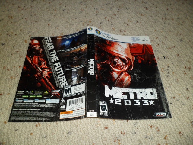 Metro 2033 PC game CASE COVER ART page only