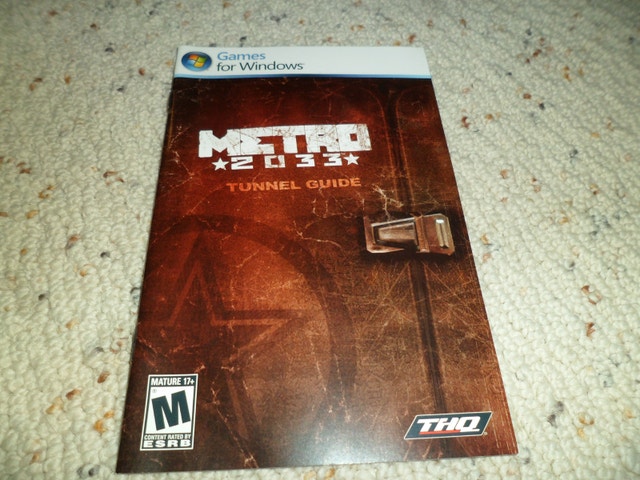 Metro 2033 PC game INSTRUCTION MANUAL only