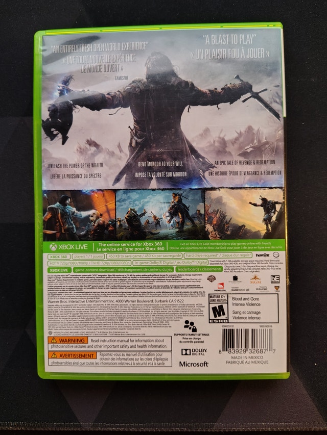 Xbox 360 Middle Earth Shadow of Mordor video game - photo 4