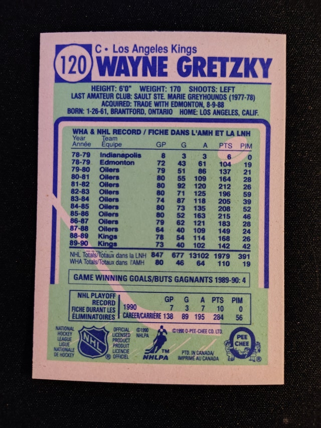 Wayne Gretzky 1990 O-Pee-Chee Error Card - photo 2